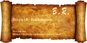 Bozsik Radamesz névjegykártya